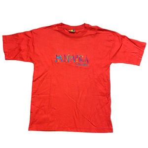 Embroidered Jamaica Tee Shirt Ocho Rios Red Rainbow Raggae